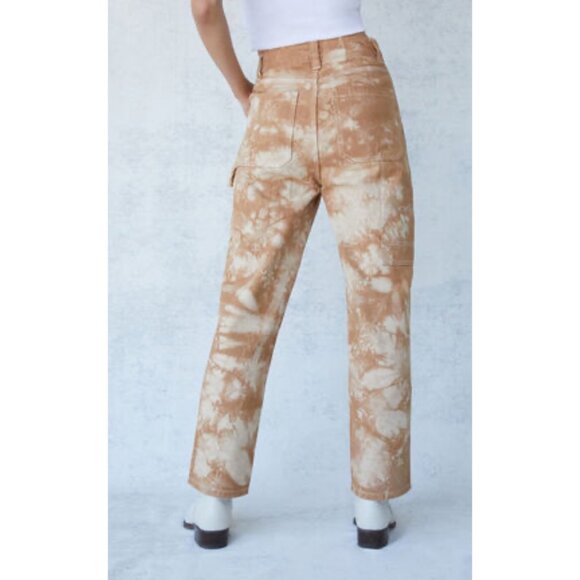PAC SUN~ Women’s Tie-Dye Carpenter Pants Brown High-Waist Straight Leg Casual - Picture 3 of 16